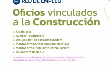 SE ENCUENTRA ABIERTA LA INSCRIPCIÓN A CURSOS GRATUITOS DE OFICIOS VINCULADOS A LA CONSTRUCCIÓN 
