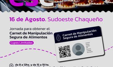 EL VIERNES 16 DE AGOSTO, SE DICTARÁ CURSO DE MANIPULACIÓN SEGURA DE ALIMENTOS EN VILLA ÁNGELA