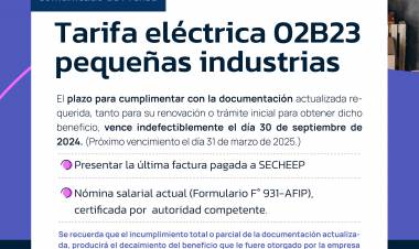 TARIFA ELÉCTRICA 02B23 PARA PEQUEÑAS INDUSTRIAS