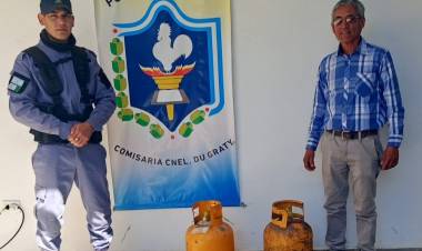 RECUPERAN DOS TUBOS DE GAS Y DETIENEN AL AUTOR