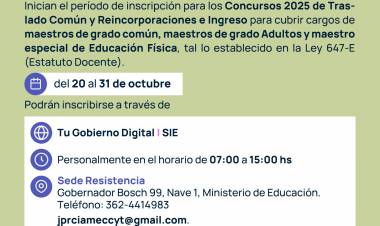 JUNTAS DE CLASIFICACIÓN DE NIVEL PRIMARIO: SE ABRIÓ INSCRIPCIÓN PARA CONCURSOS DE TRASLADO E INGRESO 2025
