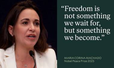 LA HIJA DE CORINA MACHADO PRONUNCIÓ LAS PALABRAS DE SU MADRE AL RECIBIR EL NOBEL