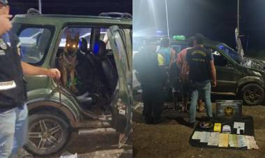 DOS DETENIDOS QUE LLEVABAN CASI UN KILO DE COCAÍNA Y MÁS DE $ 300 MIL EN UNA CAMIONETA
