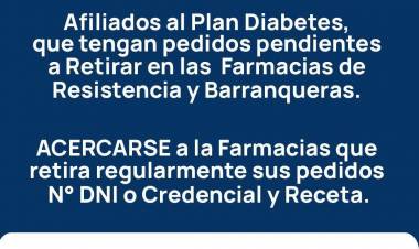 PLAN DIABETES: INSSSEP RECUERDA A AFILIADOS RETIRAR SUS PEDIDOS