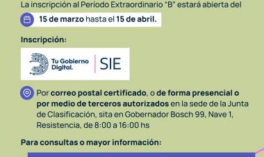 JUNTA DE CLASIFICACIÓN DE NIVEL INICIAL: EL 15, ABRIRÁ INSCRIPCIÓN EXTRAORDINARIA