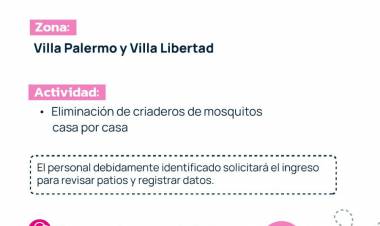 DEL 12 AL 15 DE MAYO: NUEVO OPERATIVO SANITARIO DE PREVENCIÓN DEL DENGUE EN RESISTENCIA