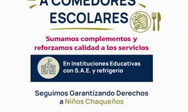 COMEDORES ESCOLARES: NUEVO BENEFICIO EXTRA CON LA SUMA DE COMPLEMENTOS Y REFUERZO DE CALIDAD