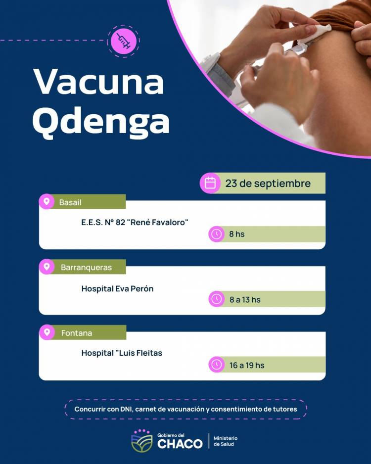 SALUD: ESTE LUNES CONTINÚA LA VACUNACIÓN CONTRA EL DENGUE