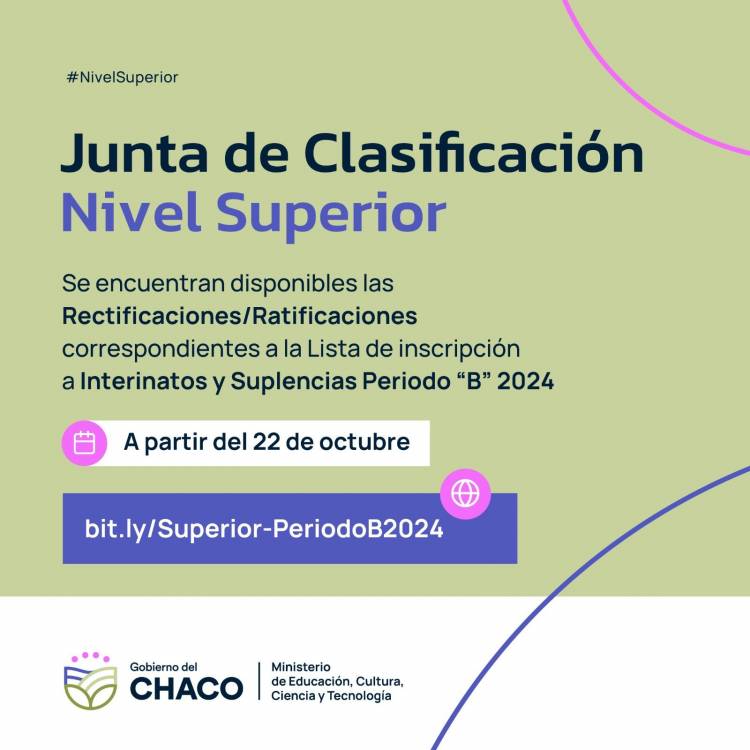 JUNTA DE NIVEL SUPERIOR: ESTÁN DISPONIBLES RECTIFICACIONES DE LISTAS DE INTERINATOS Y SUPLENCIAS