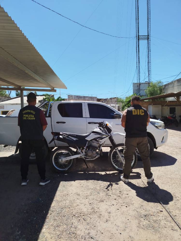 VILLA ÁNGELA: INVESTIGACIONES RECUPERA MOTOCICLETA ROBADA EN LA PROVINCIA DE CÓRDOBA