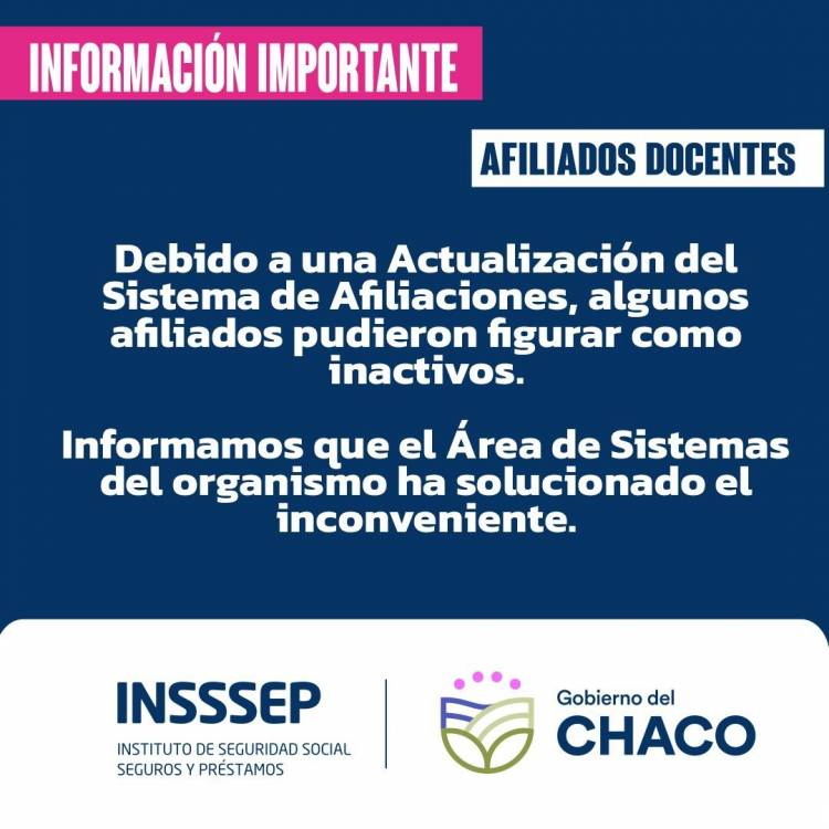 INSSSEP: INFORMACIÓN IMPORTANTE PARA AFILIADOS DOCENTES