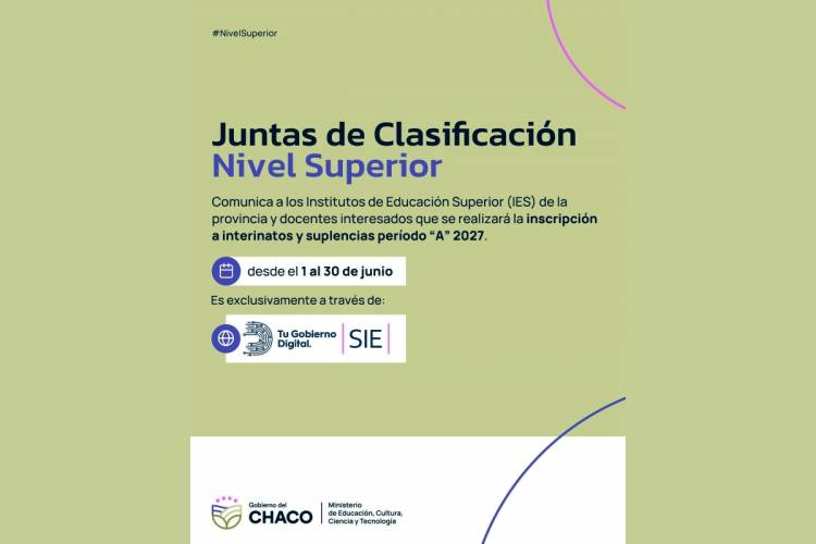 NIVEL SUPERIOR: ABRE LA INSCRIPCIÓN A INTERINATOS Y SUPLENCIAS PARA EL PERÍODO “A” 2027